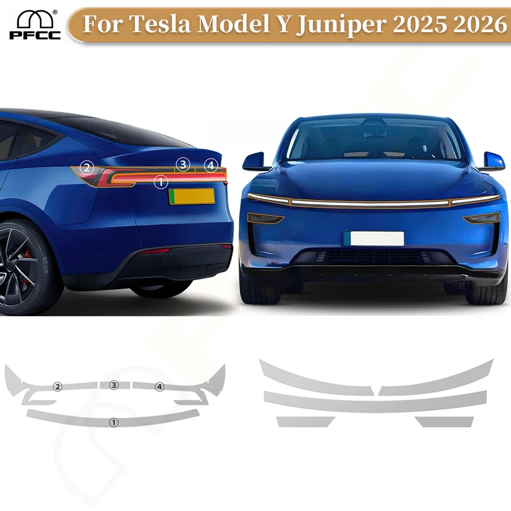 

For Tesla Model Y Juniper 2025 2026 Car Headlight Tail Light B Pillars TPU Paint Protection Film Pre-cut PPF Anti-scratch Cover