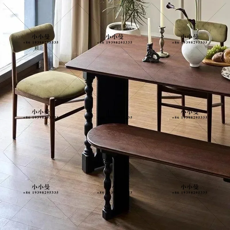 French Solid Wood Multifunctional Workbench Restaurant French Retro Dining Table
