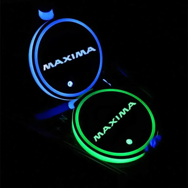 Multicolor LED Car Coaster Decoration For Nissan Maxima Auto Water Cup Mat Light Inteior Ambient Light Accessories