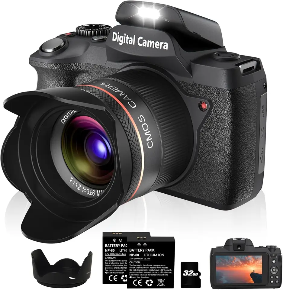 64MP Dual Lens 5K Vlogging Digital Camera with Accessories