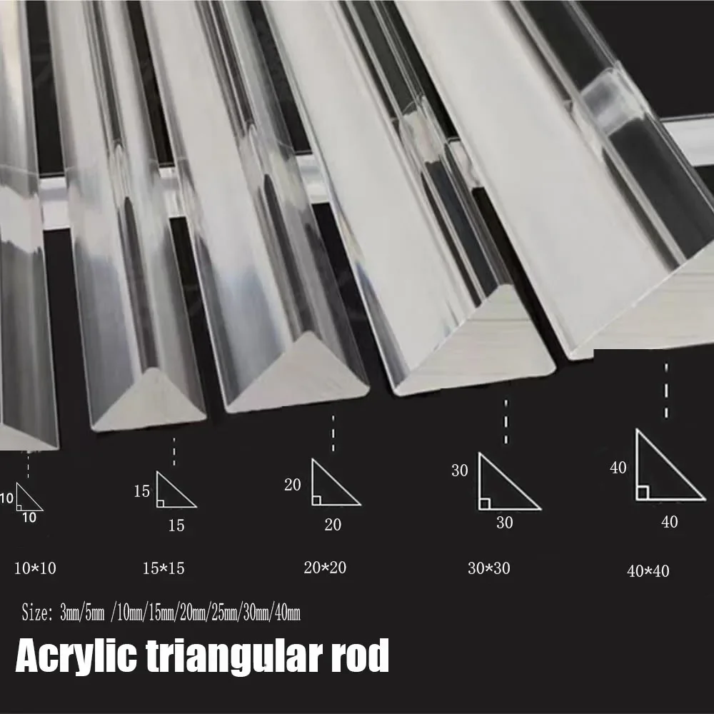 1/5Pcs Clear Acrylic Triangle Bar Strip Solids Wand Transparents Rod Right Triangle Light Guide Column Stick DIY Model