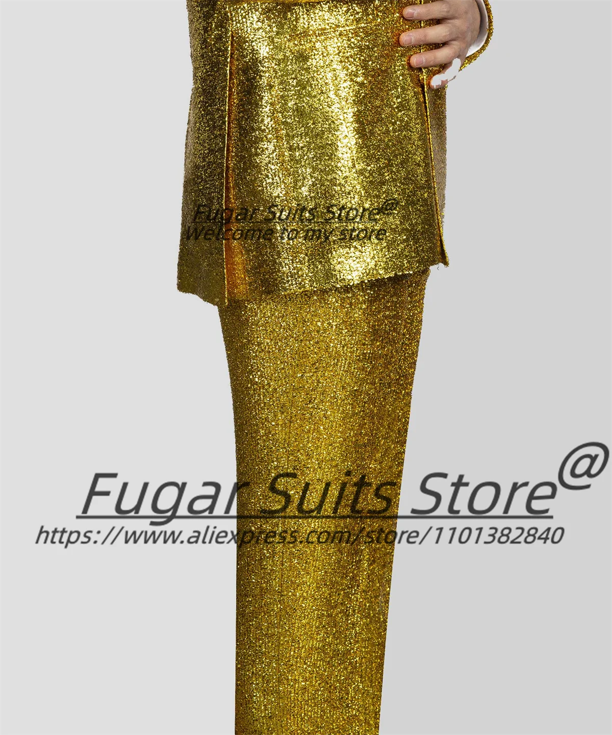 Shiny Slim Fit Männer Anzüge Revers Angepasst Bräutigam Party Smoking 2 Stück Sets Zweireiher Männliche Blazer Mode Kostüme Homme