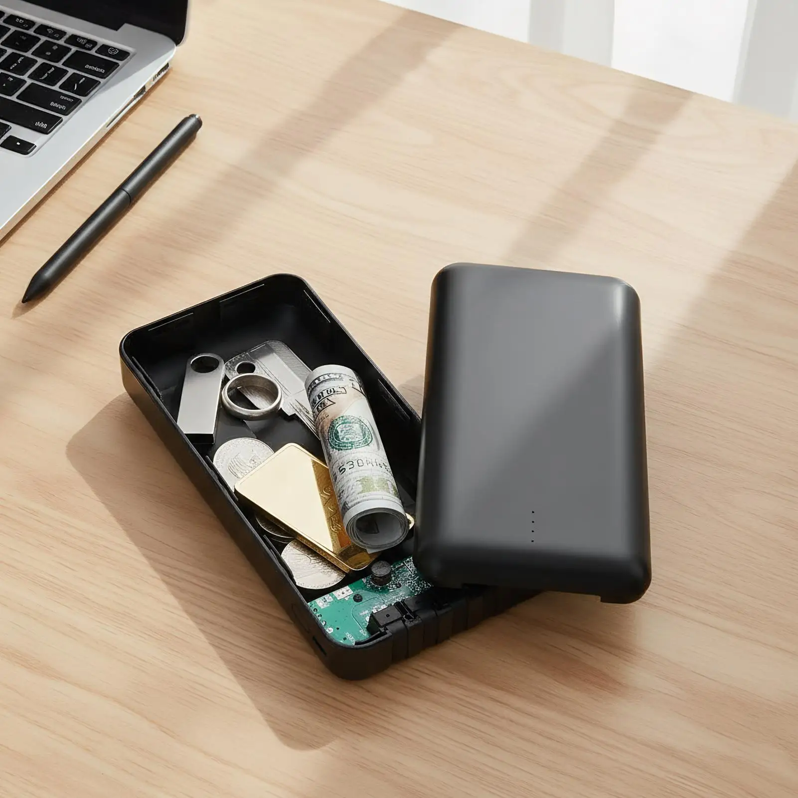 حقيبة تخزين محمولة آمنة وآمنة، تصميم بنك الطاقة، عناصر مخبأة سرية للمنزل، مجوهرات السلامة، الأشياء الثمينة، الطائرة النقدية #4