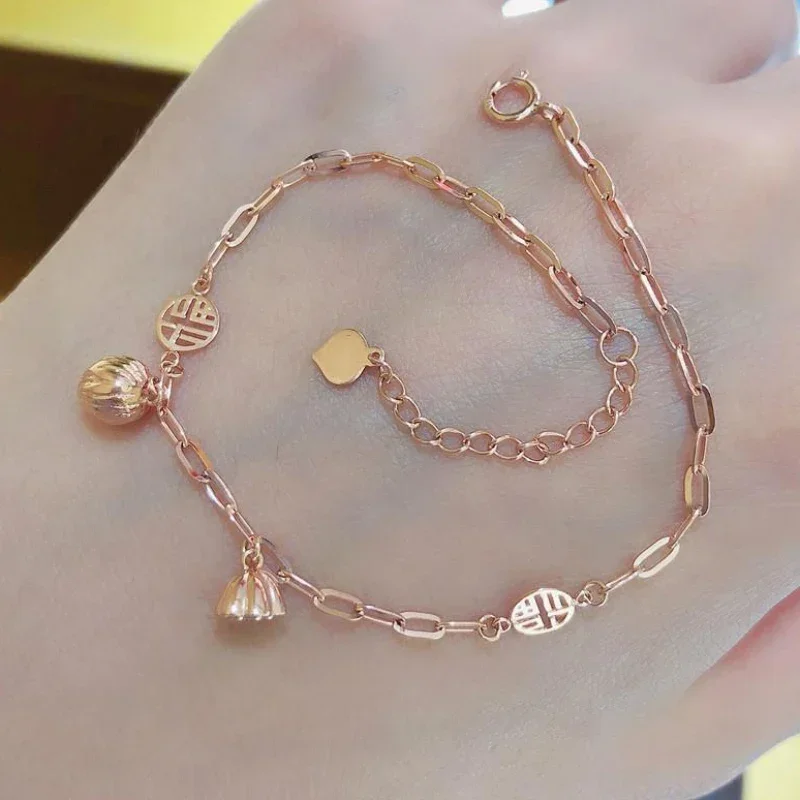 

585 Purple Gold Plated 14K Rose Gold Lotus Bracelets for women New Product Classic Fresh Charm Luxury Jewelrysend girlfriend