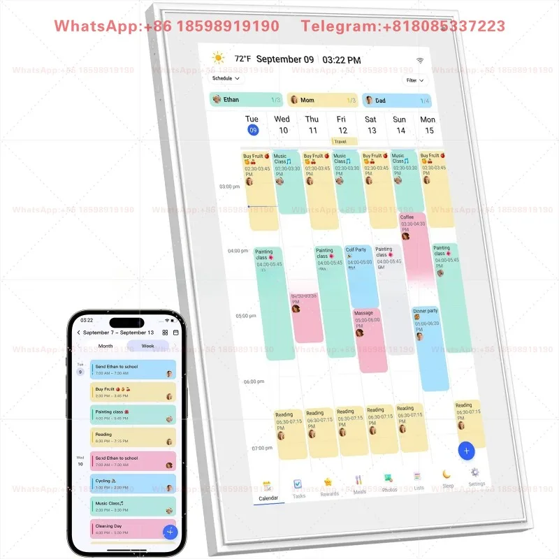 10 16 21 27 32 Inch Wall Planner Digital Calendar & Chore Chart, Smart Touchscreen Interactive Display For Family Schedules