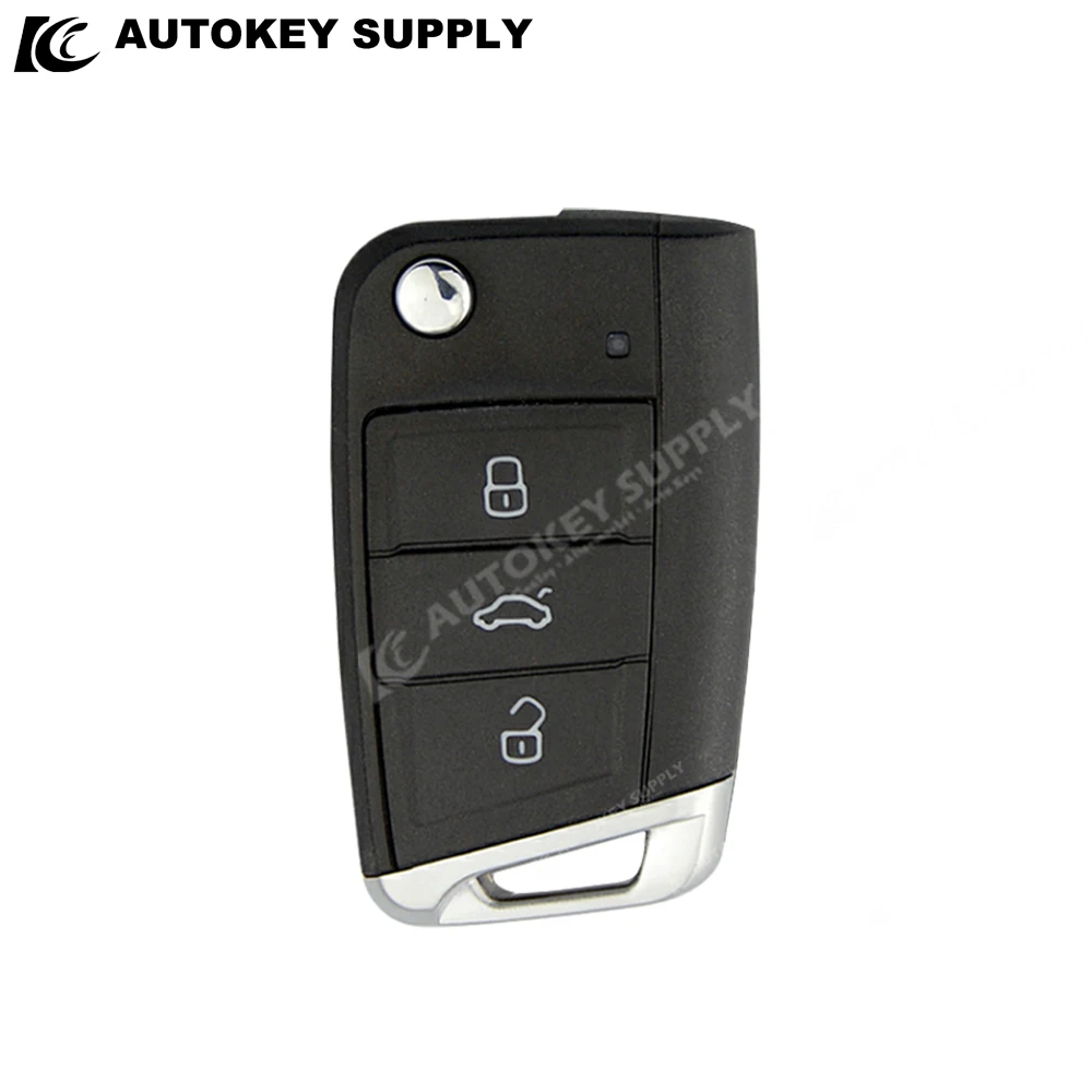 AutokeySupply For 3 Button Flip Folding Replacement Shell Golf 7 Mk 7 Skoda Seat AKVWF137