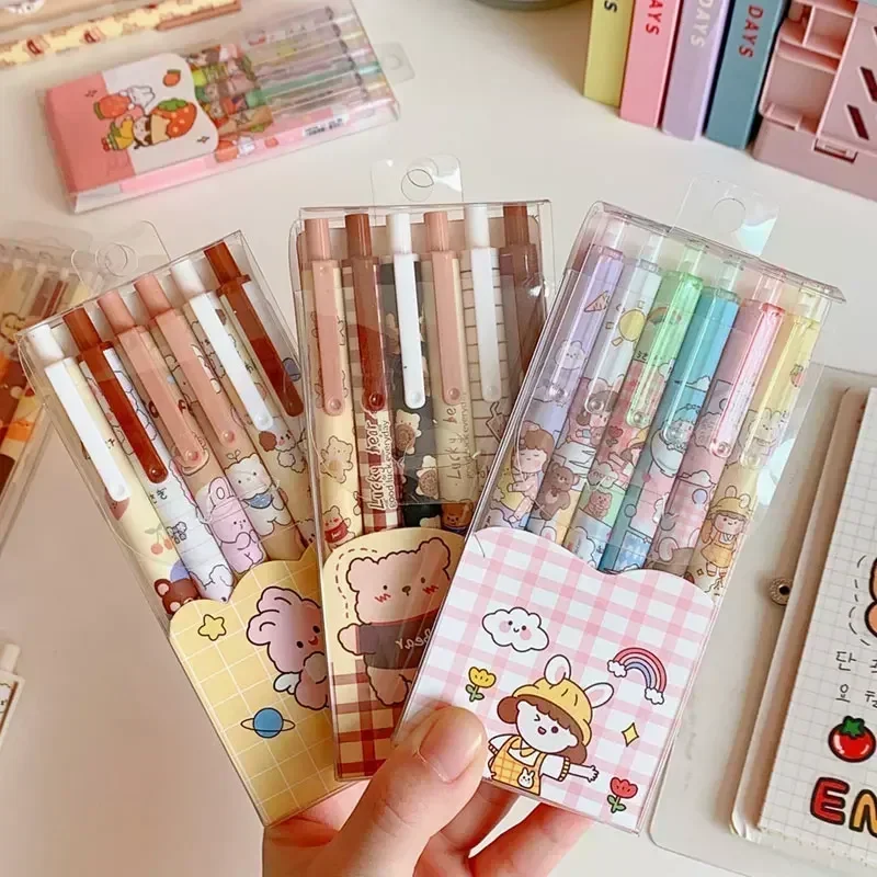 Kawaii Cute Gel Pens Various Patterns 0.5mm Tip Cute Boxed Student Writing Set Creative Stationery Smooth Writing