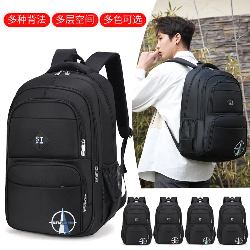 Multifunctional Black Backpack for Men Large Capacity Waterproof Laptop Bag Stylish Travel and Commuter Bag with Multiple Compar