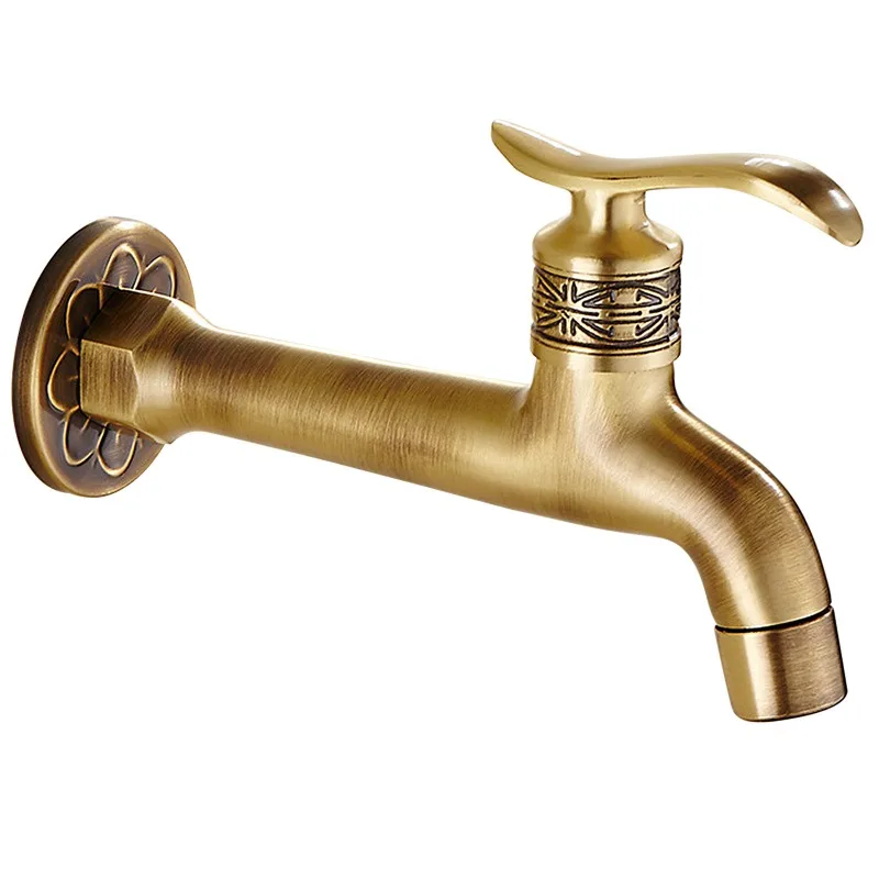 

All-copper antique extended mop pool faucet, 4 minutes into the wall, single cold water outlet, household quick-opening faucet