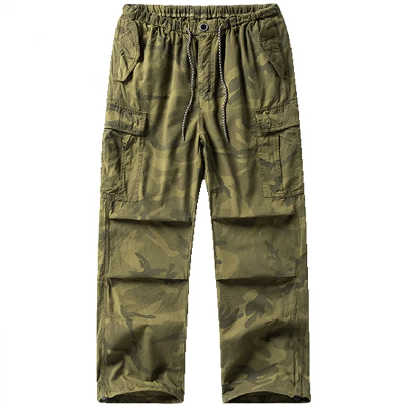 American camouflage loose multi pocket work pants men's summer new trend straight leg wide leg casual pants
