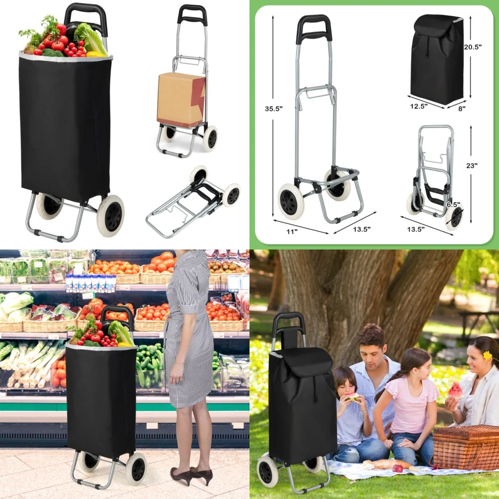 

Portable Shopping CartFoldable Shopping Cart Portable Lightweight Grocery Dolly with Handle Large Capacity Wheelable Fold Up