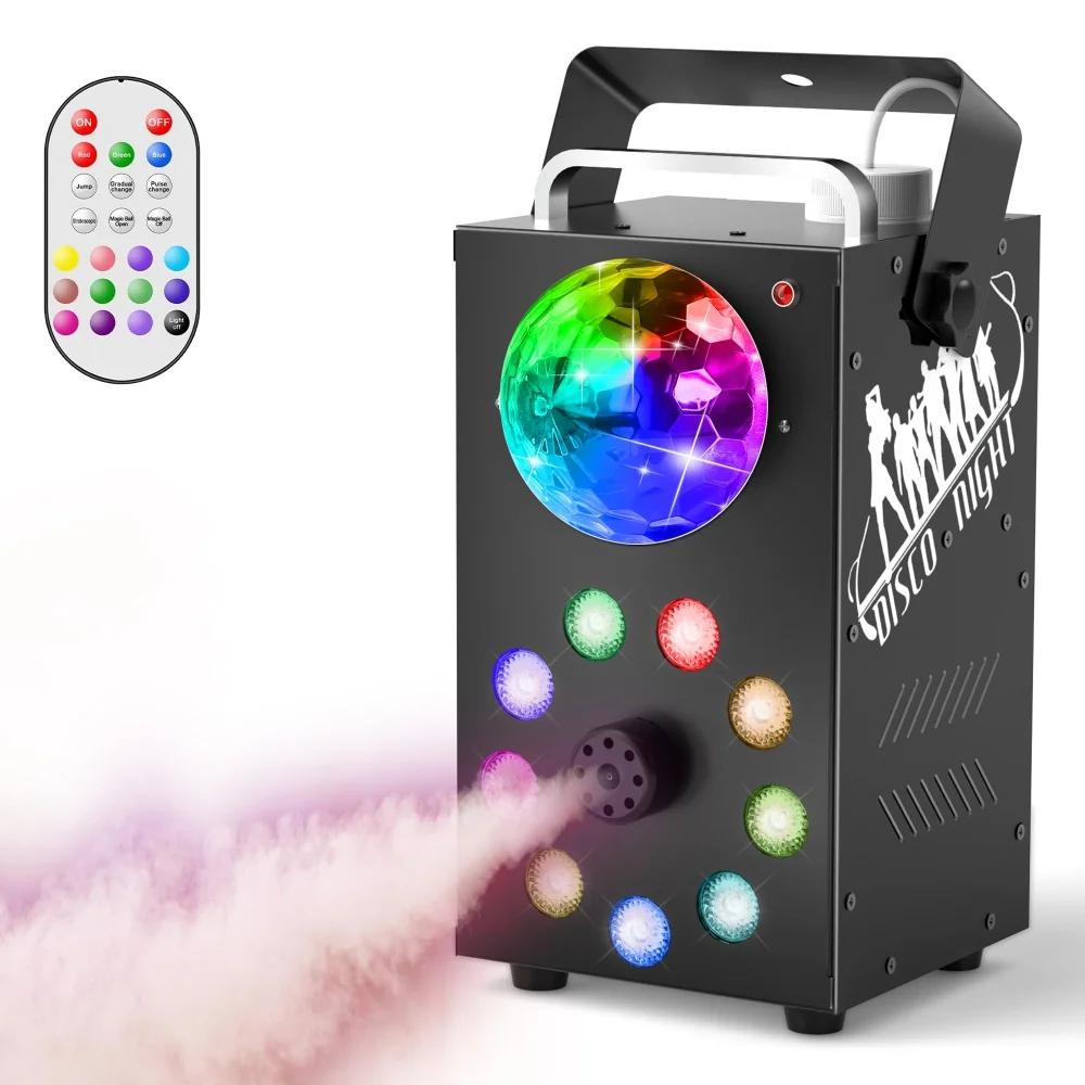 

Yiflamefly 700W Smoke Machine DJ Remote Fogger Ejector Concert 4 in 1 Fog Machine Disco Mirror Ball LED Light Party Bar Fogger