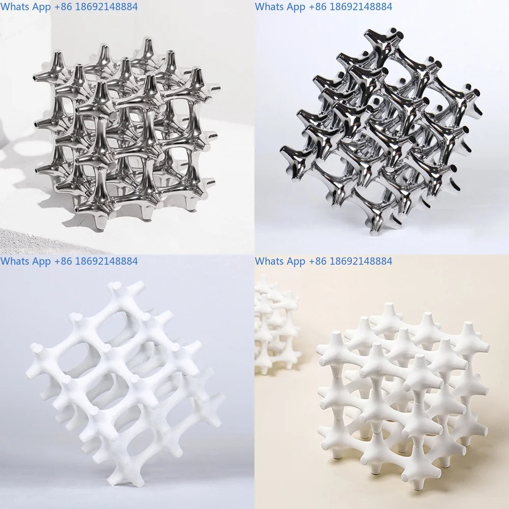 

Modern Minimalist Geometric Resin Cube Sculpture for Home Office Decor