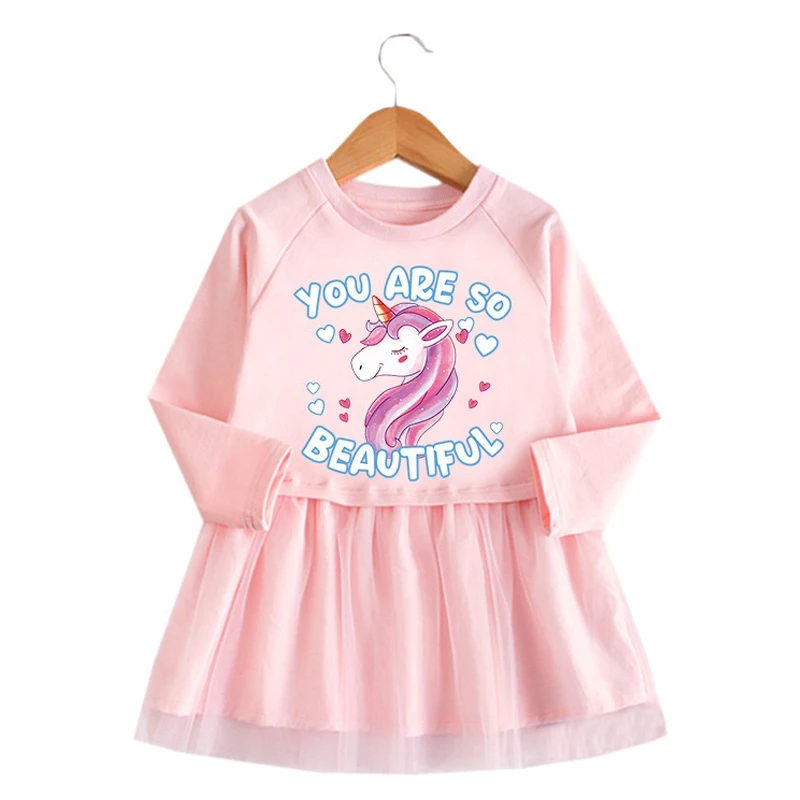 Unicorn Princess Dress 2024 New Autumn Clothes Toddler Kids Dresses Girls for Children Birthday Party Costume 2-8Y