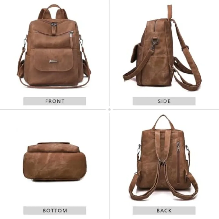 PU Leather Backpack Purse for Women Fashion Multipurpose Design Handbag Ladies Shoulder Bags Travel Backpack view 3