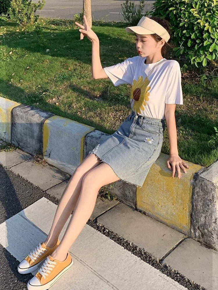 

Женская джинсовая мини-юбка с высокой талией, А-силуэт, асимметричная, облегающая, весна-лето-осень 2026