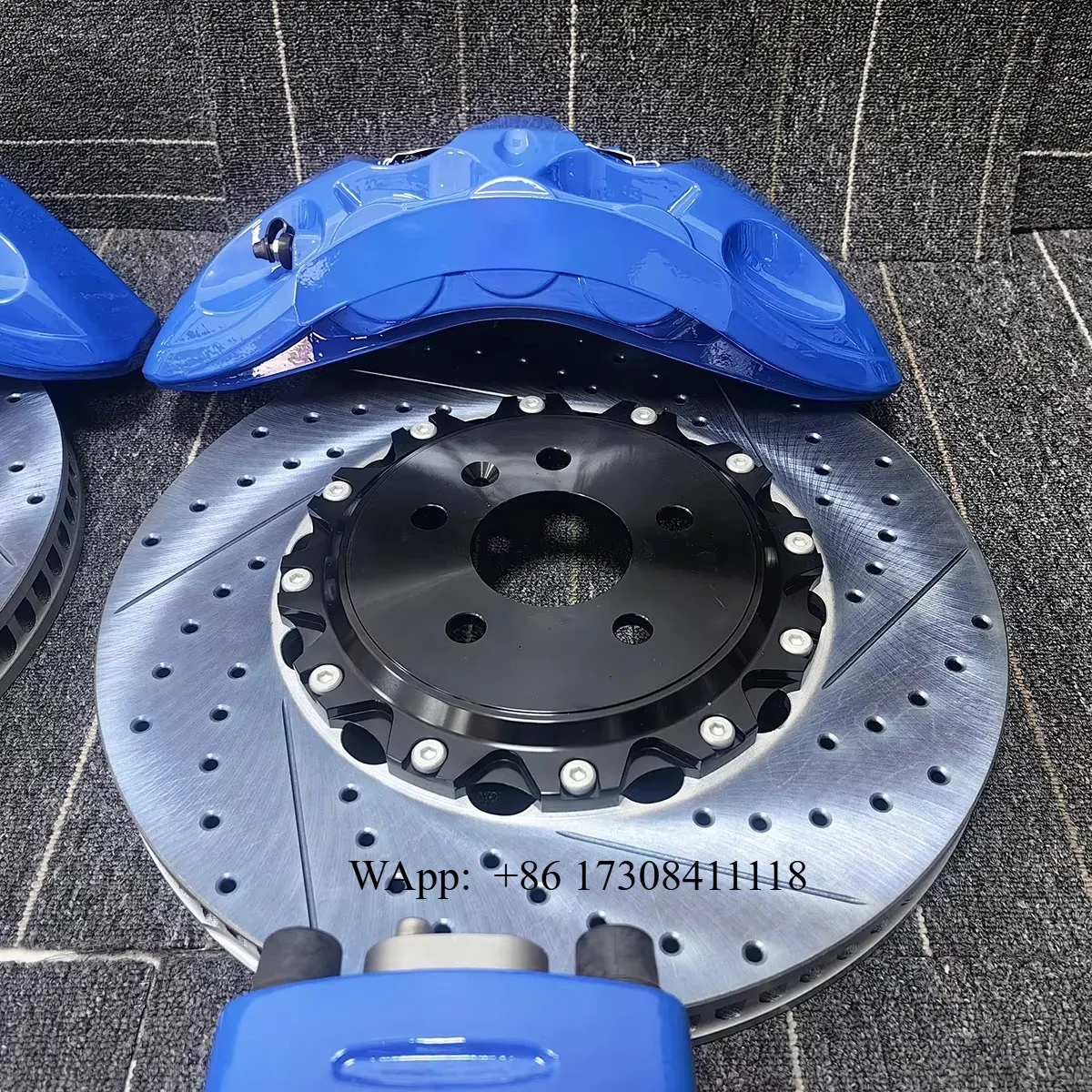 

Blue Automobile Brake Kit 9N 6 Pot Brake Calipers, Electromechanical Integrated 4 Piston Calipers for F Type Pace XE XF