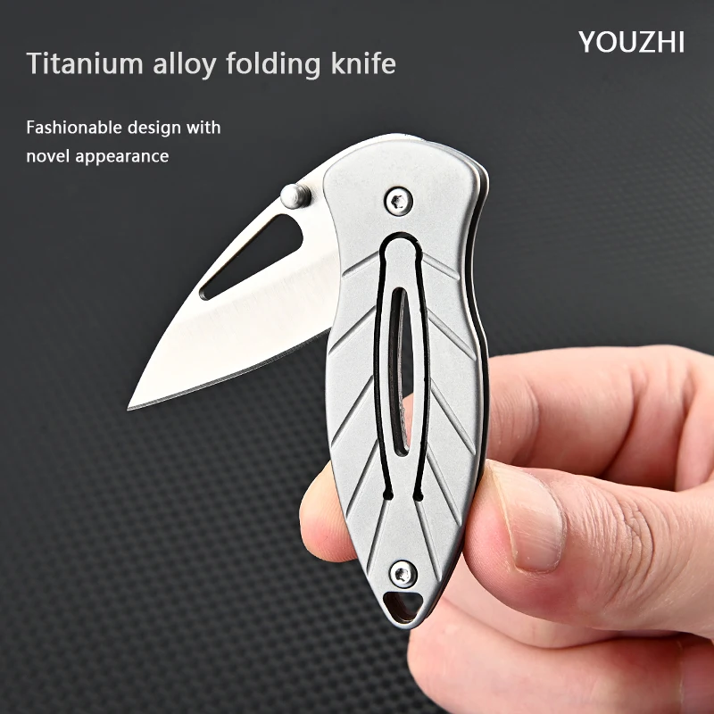 Simplicity Titanium Alloy  Pocket Knife Stainless Steel Camping Knife with Non-slip Handle Keychain for Kitchen Accessories