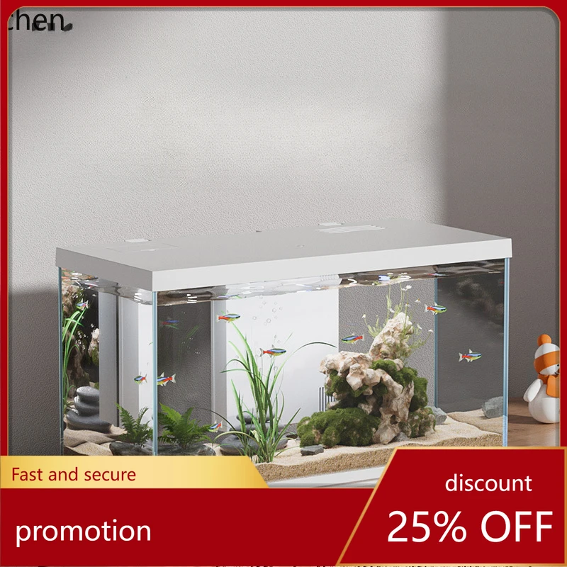 

HT small fish tank home desktop office back filter silent ecological ultra-white glass smart fish tank