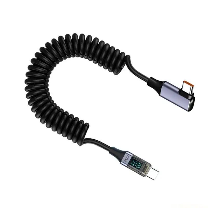 E56B PD100W Fast Charging Cable Spring Data Cord 480Mbps Data Transfer for Tablets