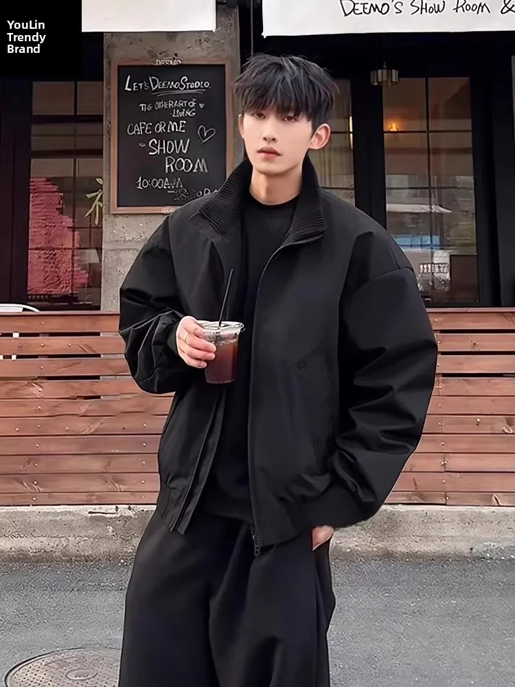 

Мужская зимняя куртка Cleanfit Bla ort с воротником-стойкой, утепленная, в американском ретро-стиле, из хлопка, молодежная мода