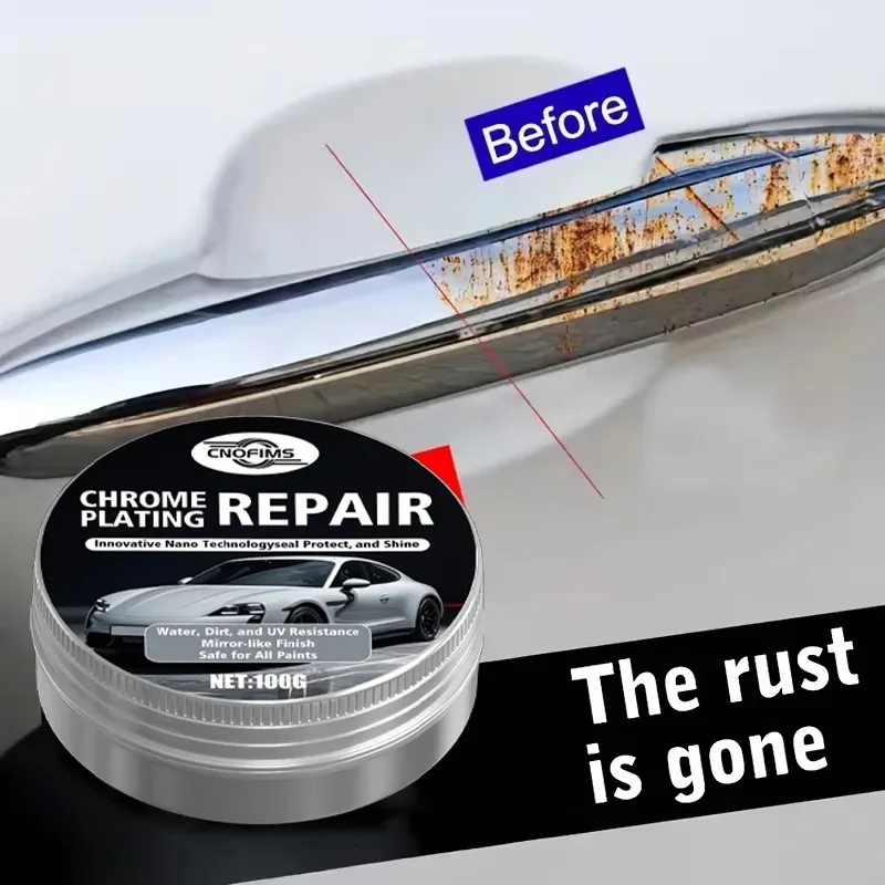 A Renewal Paste for Car Chrome Pieces, Engineered to Revive Oxidized Chrome Trim and Logos, Complete with a Sponge
