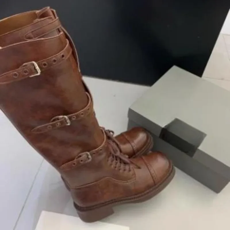 

Women's Fall New Square Head Lace-up Over-the-knee Fashion Thigh-high Knight Boots ankle boots for women