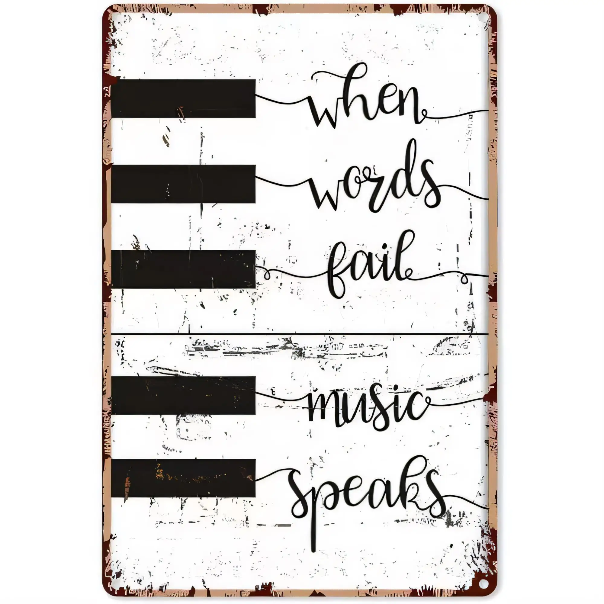 Tin Sign When Words Fail Music Speaks Vintage Metal Wall Art Plaque Retro Quote for Music Lovers Home Bar Cafe Garage Decor