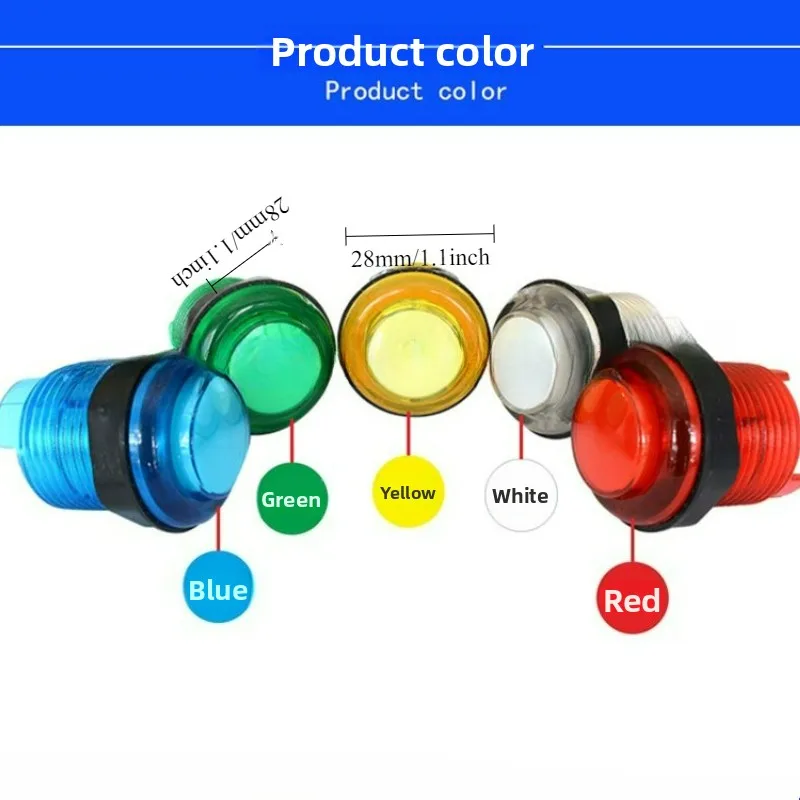 28mm LED Arcade Button 24mm Round Switch for Fighting Game Machine Parts Coin Operated Games
