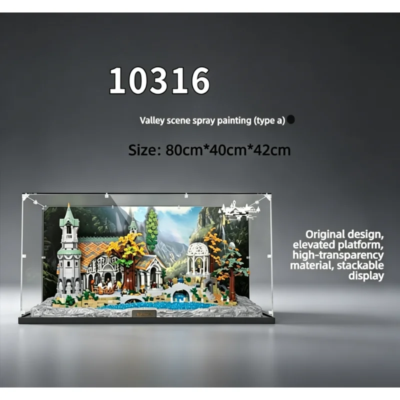 New Applicable to the Lego 10316 Rivendell Building Blocks Dust Proof Storage Box 10316 Model Display Case