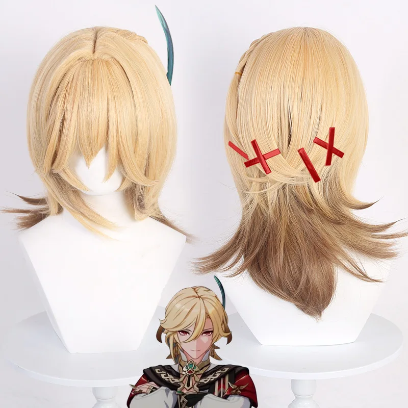 

Genshin Impact Xumi Kavi Cosplay Wig With Light Golden Gradient Mixed With Brown Medium-length Hair