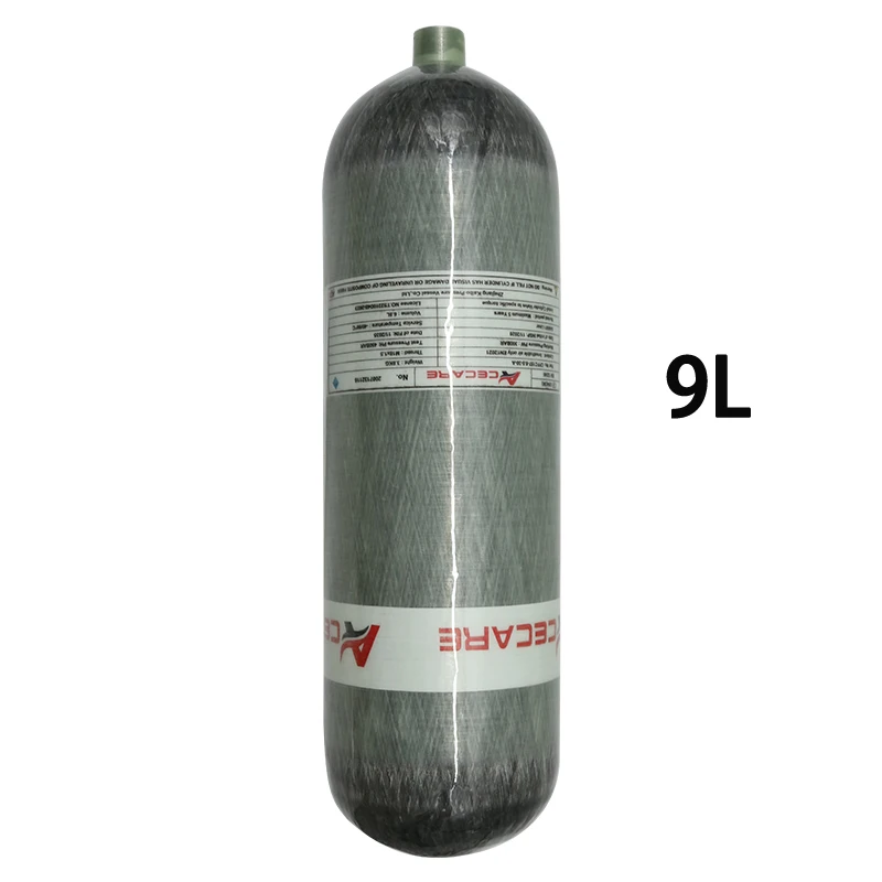 ACECARE 4500Psi 300Bar 30Mpa 9LCE Carbon Fiber Cylinder HPA Tank High Presssure Gas Cylinder for Diving Hunting M18*1.5