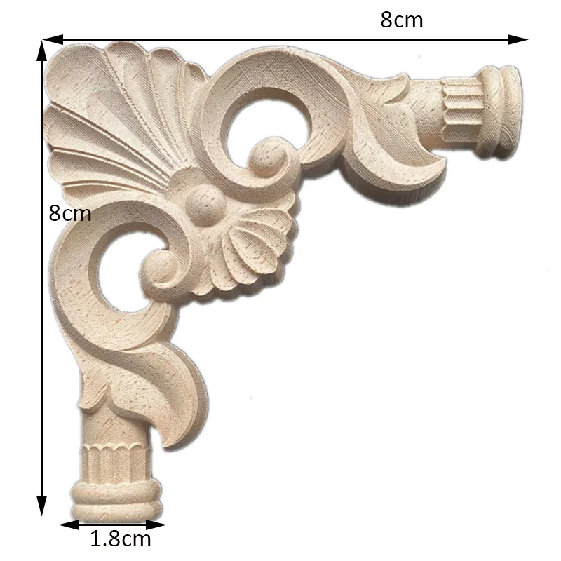 8-12cm Floral Wood Carved Corner Applique Wooden Carving Decal Furniture Cabinet Door Frame Wall Home Decoration Accessories