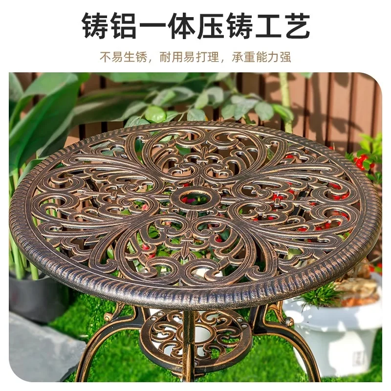 Balcony small tables and chairs three-piece European cast aluminum one table and two chairs outdoor leisure courtyard garden cof