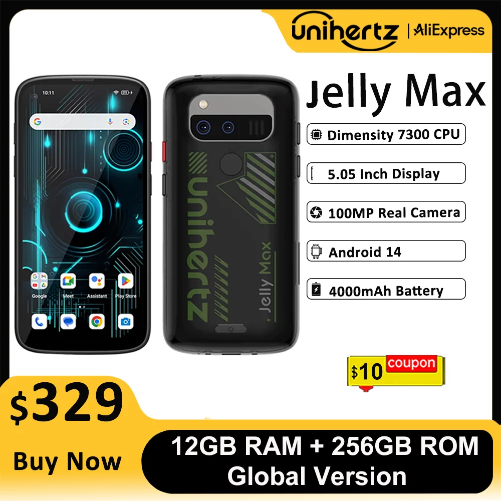 Unihertz Jelly Max 5G Mini Smartphone Android 14 Dimensity 7300