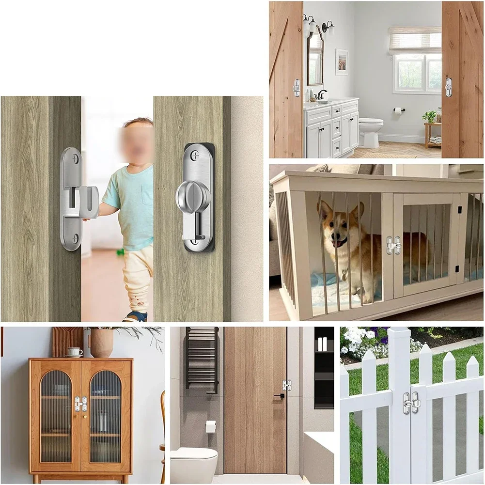 Sliding For Door Lock Zinc Alloy 90180 Degree Rotation Suitable for Sliding For Doors with Spring Ball Lock for Bathroom Garden