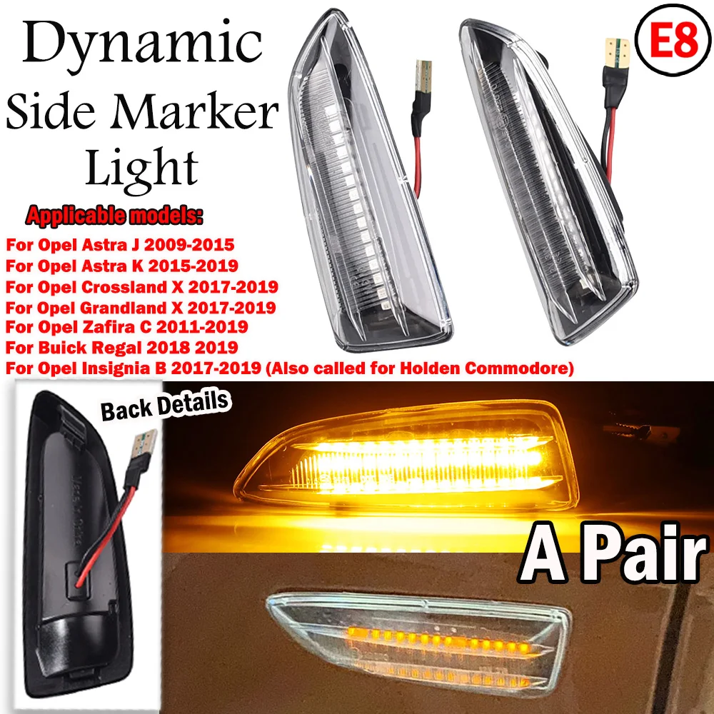 Flowing Side Marker LED Turn Signal Light For Opel Vauxhall Astra J K Crossland X Grandland Insignia B Zafira C For Buick Regal