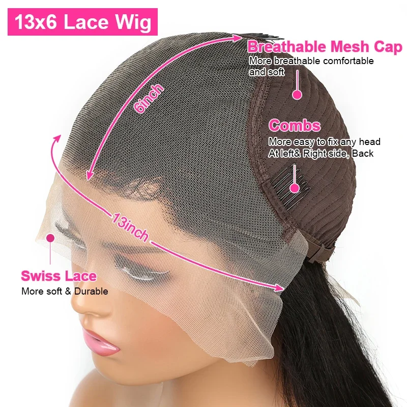 250% الكثافة غريب مستقيم 13x6 الدانتيل الجبهة الباروكات شعر الإنسان ياكي مستقيم الدانتيل شعر مستعار أمامي الشعر البرازيلي شعر بشري لعذراء شعر مستعار #6