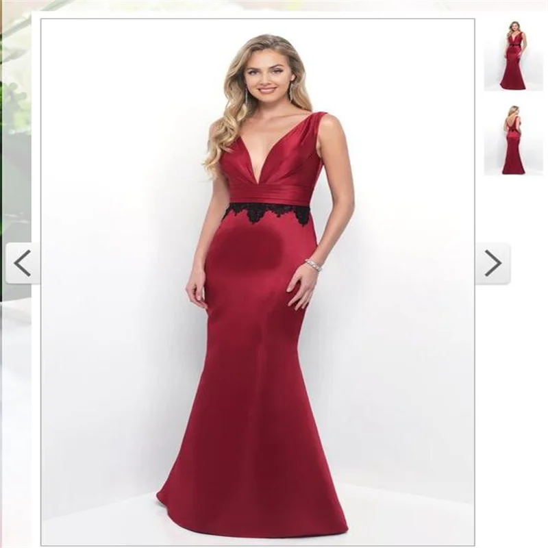 

MULONG Women‘s Burgundy Satin Prom Dresses V Neak Mermaid Wedding Party Elegant Ball Gown 2023 Saudi Arabic فساتين سهره فاخره