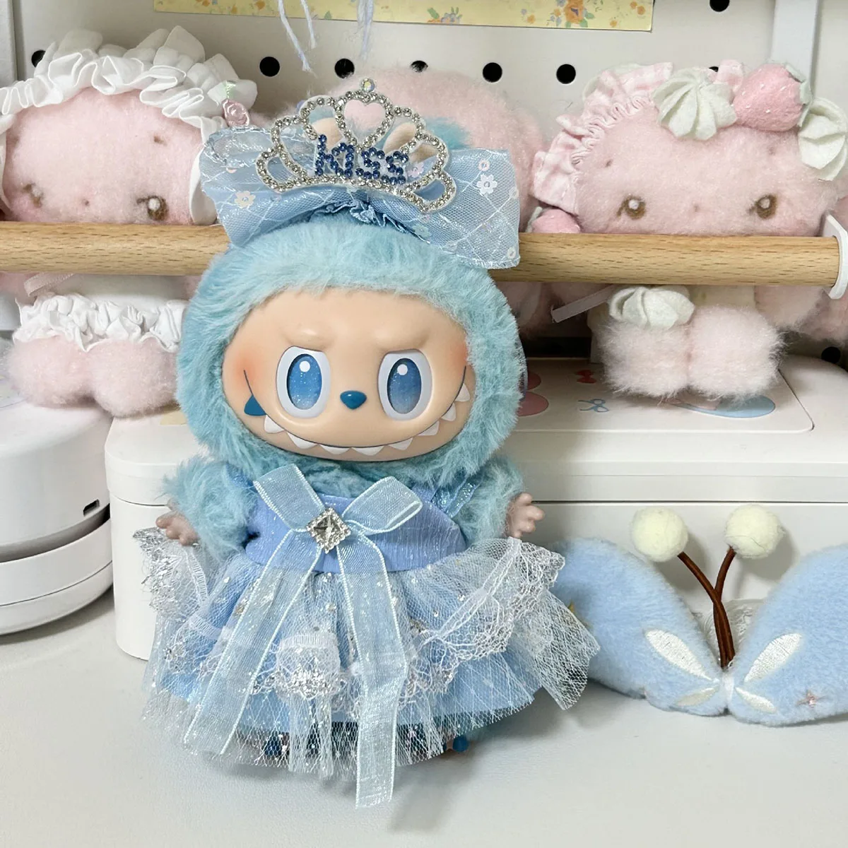【No doll】Cute Plush Doll's Clothing for Labubu Mermaid Dress Sets Pearl Skirt Flower Crown Headwear Clothing Accessoy Gifts
