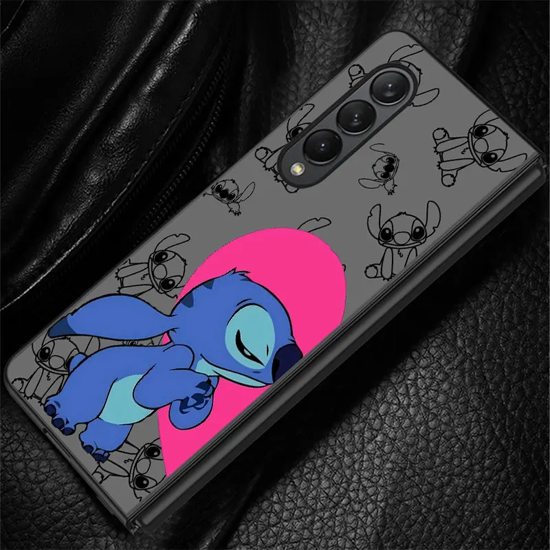 Black Disney Angel Stitch Lilo Cases for Samsung Galaxy ZFold4 Z Fold5 5G Z Fold6 Z Fold3 Z Fold4 5G Shockproof Print Cover