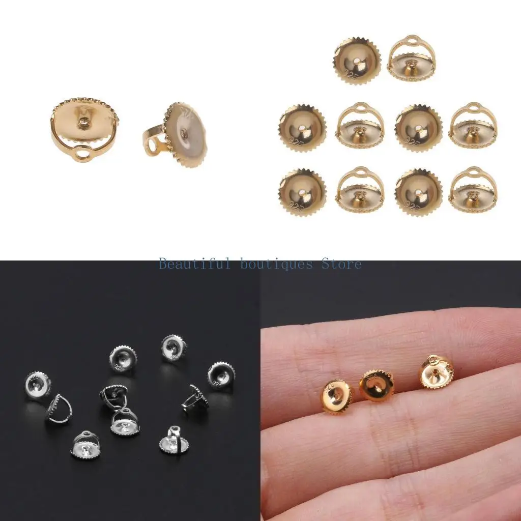 

U4LF 5 Pairs Silver Screw on Earring Backs Replacement Locking Screwback