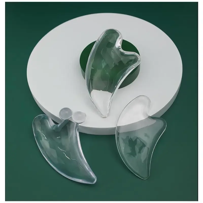 

1 шт., прозрачная массажная доска Гуа Ша для подтяжки лица, смола, скребковый массажер Гуа Ша, инструмент для терапии лица