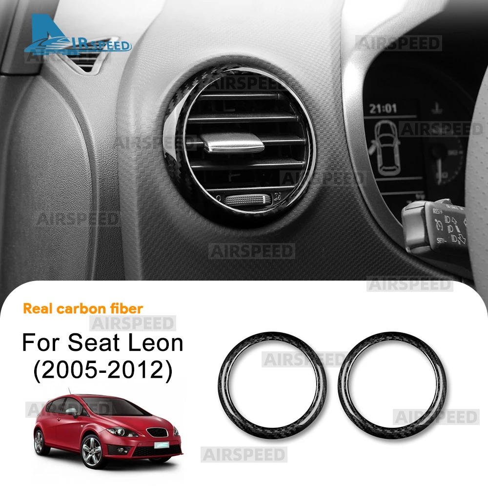 Real Hard Carbon Fiber Sticker For Seat Leon 2005 2006 2007 2008 2009 2010 2011 2012 Car Both Side of Air Outlet Accessories