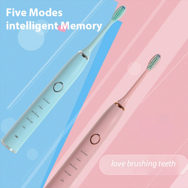 Adult USB Rechargeable Five-Speed Sonic Electric Toothbrush IPX8 Waterproof  White Pink Magnetic Levitation Motor Girlfriend