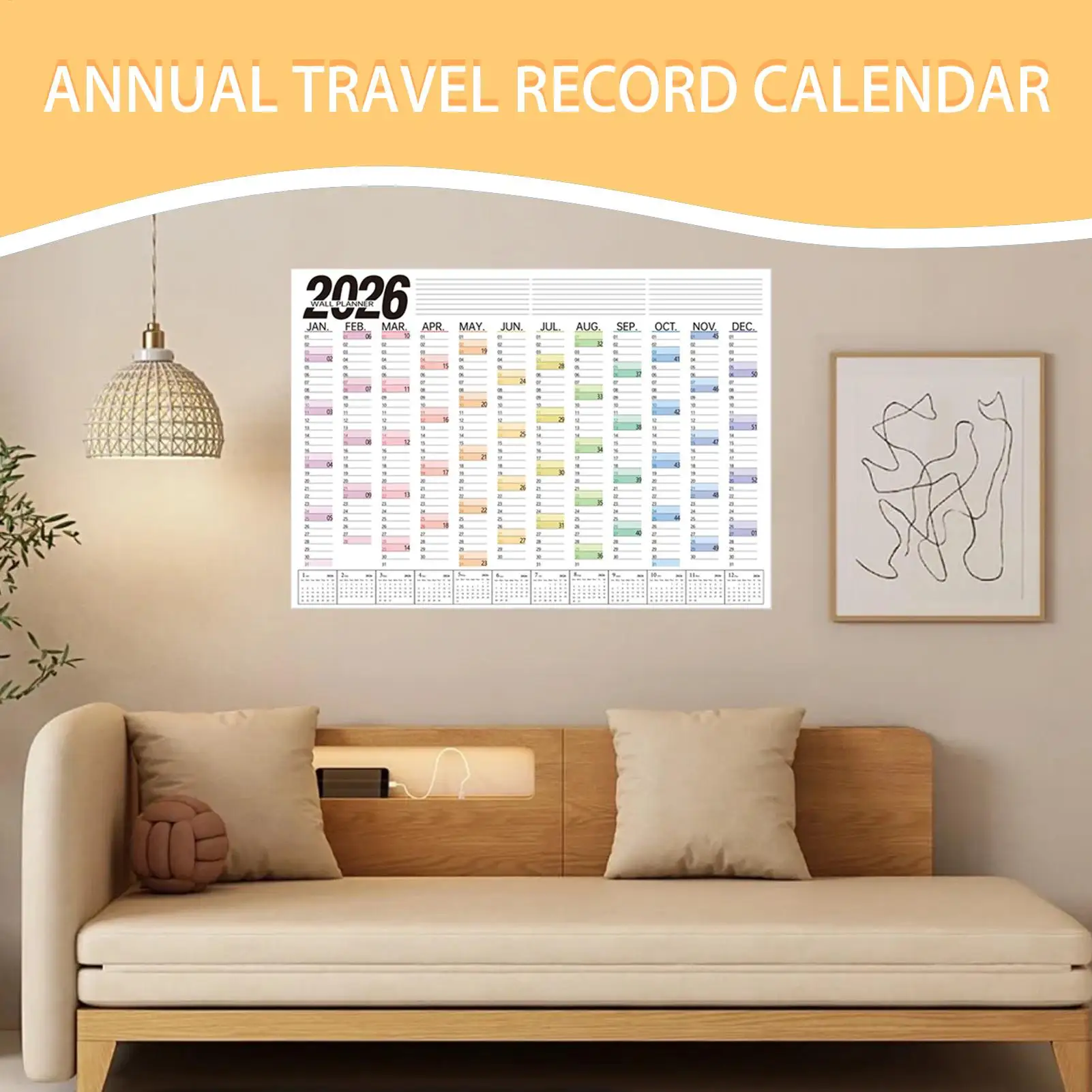 

Настенный календарь, большой ежегодный планировщик диаграмм, 2026, большой настенный календарь для детей, школы, колледжа, офиса, дома, кухни, класса, учителя