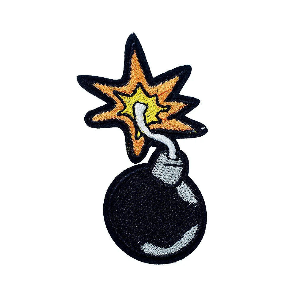 Black Bomb Size:3.5X7.0cm DIY Cloth Jeans Cowboy Patch Clothes Down Jackets Decoration Applique Iron On Badges