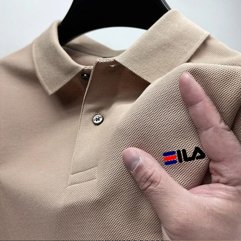 Men's embroidered polo shirt with a flip collar and anti pilling polo shirt. Short sleeved casual 2024 hot selling summer busine