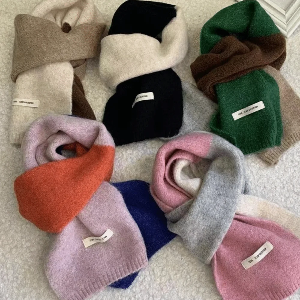 مزاجه يلتف خليط اللون وشاح الصوفية الكورية نمط شال كشمير سميكة Neckwarmer الشتاء وشاح للرقبة الطلاب