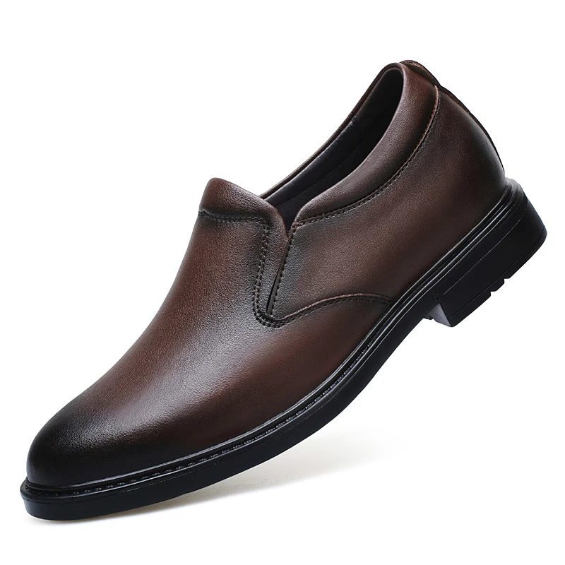 

Men Black Slip on Dress Leather Shoes Comfortable Lightweight Italian Casual Shoes Formal Business Office Loafers Size：35-47